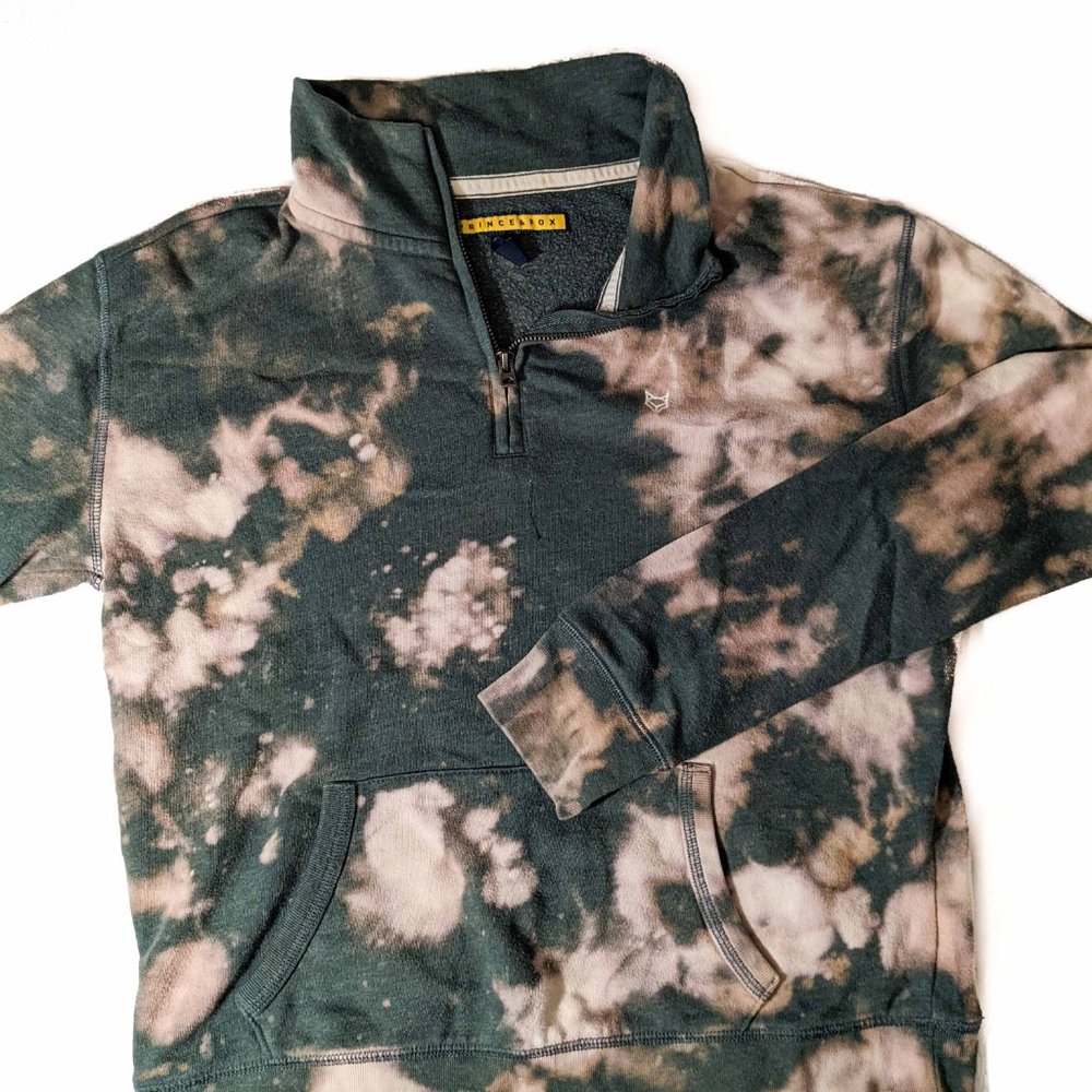 Custom bleach green and white pullover